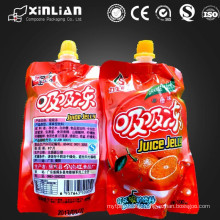 good quality nice design irregular shape jelly packaging plastic bag with spout